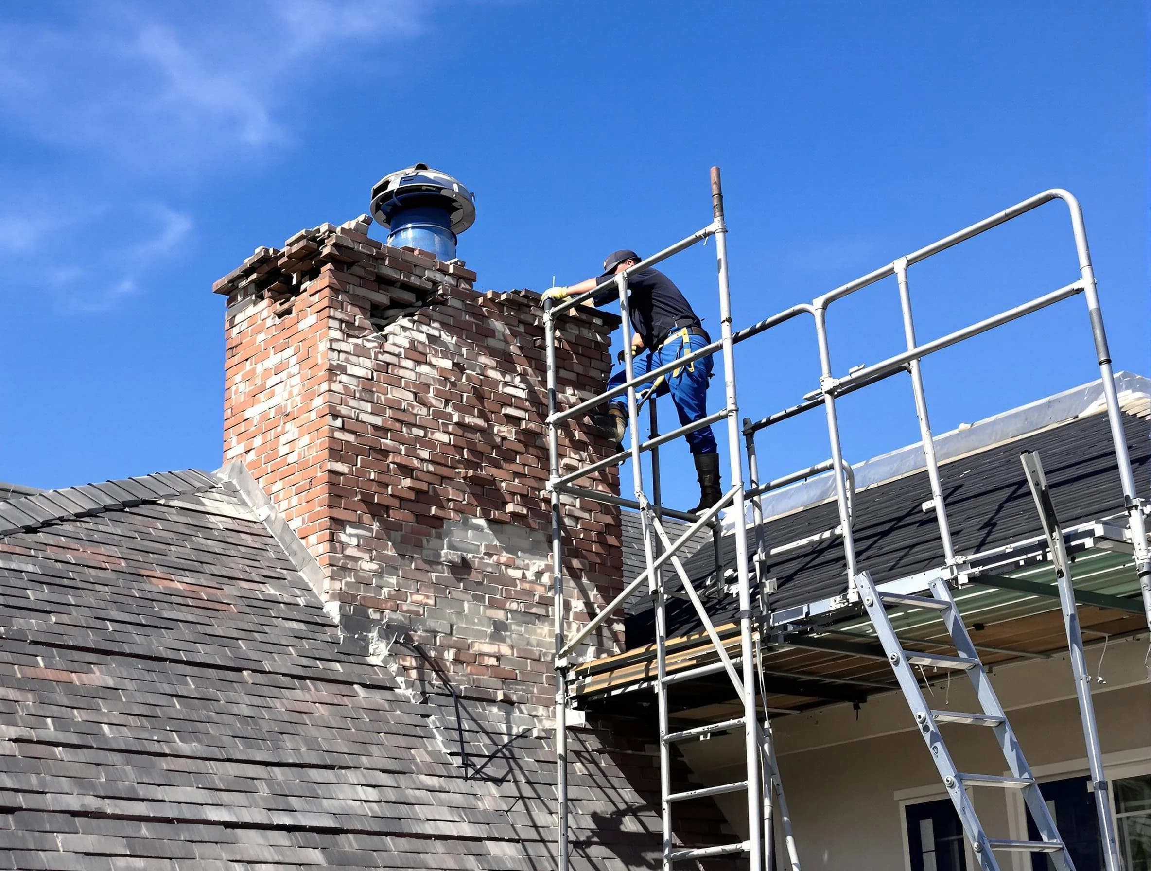 Rebuilding a chimney structure by Edmond Chimney Sweep in Edmond, OK