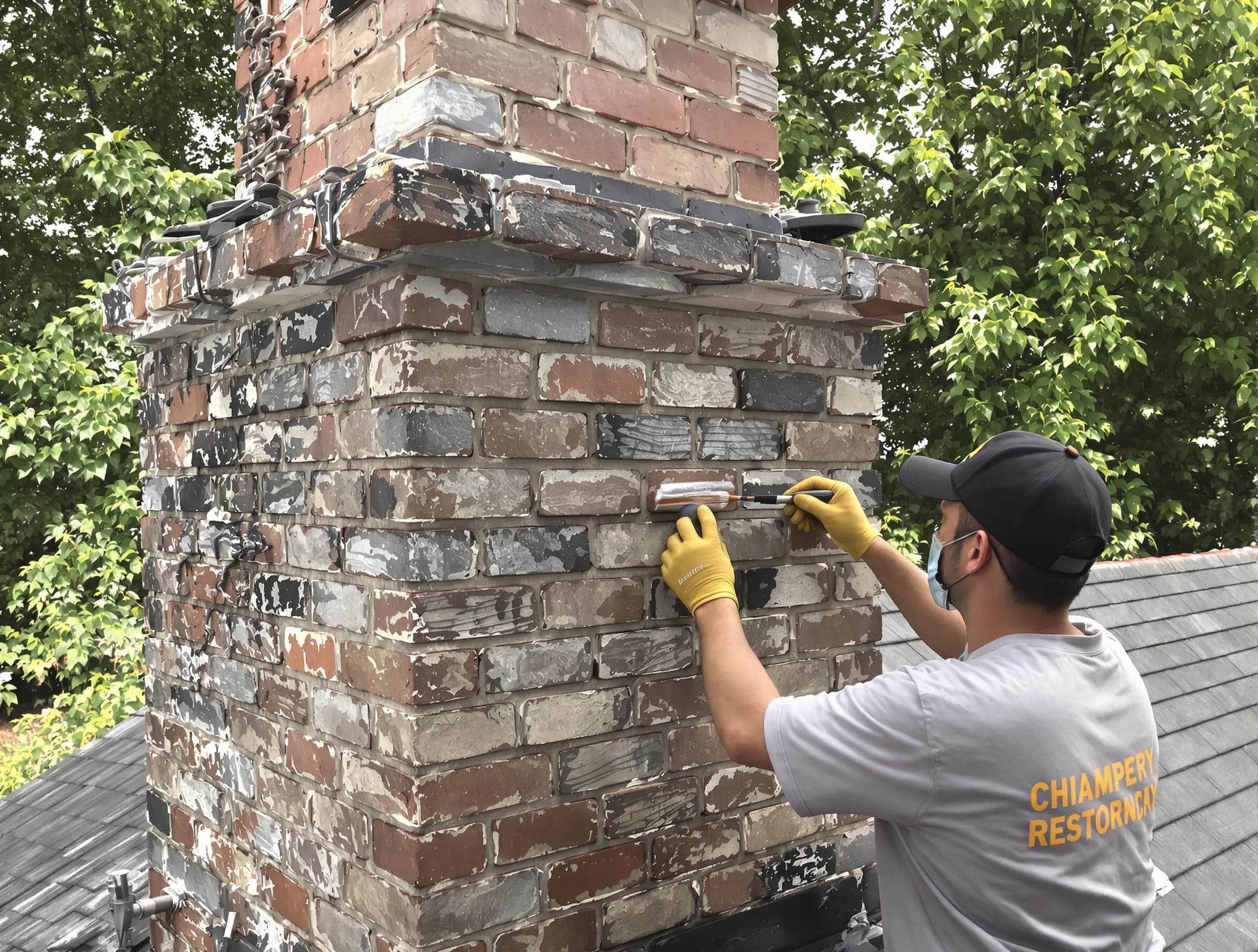 In-progress chimney restoration by Edmond Chimney Sweep in Edmond, OK