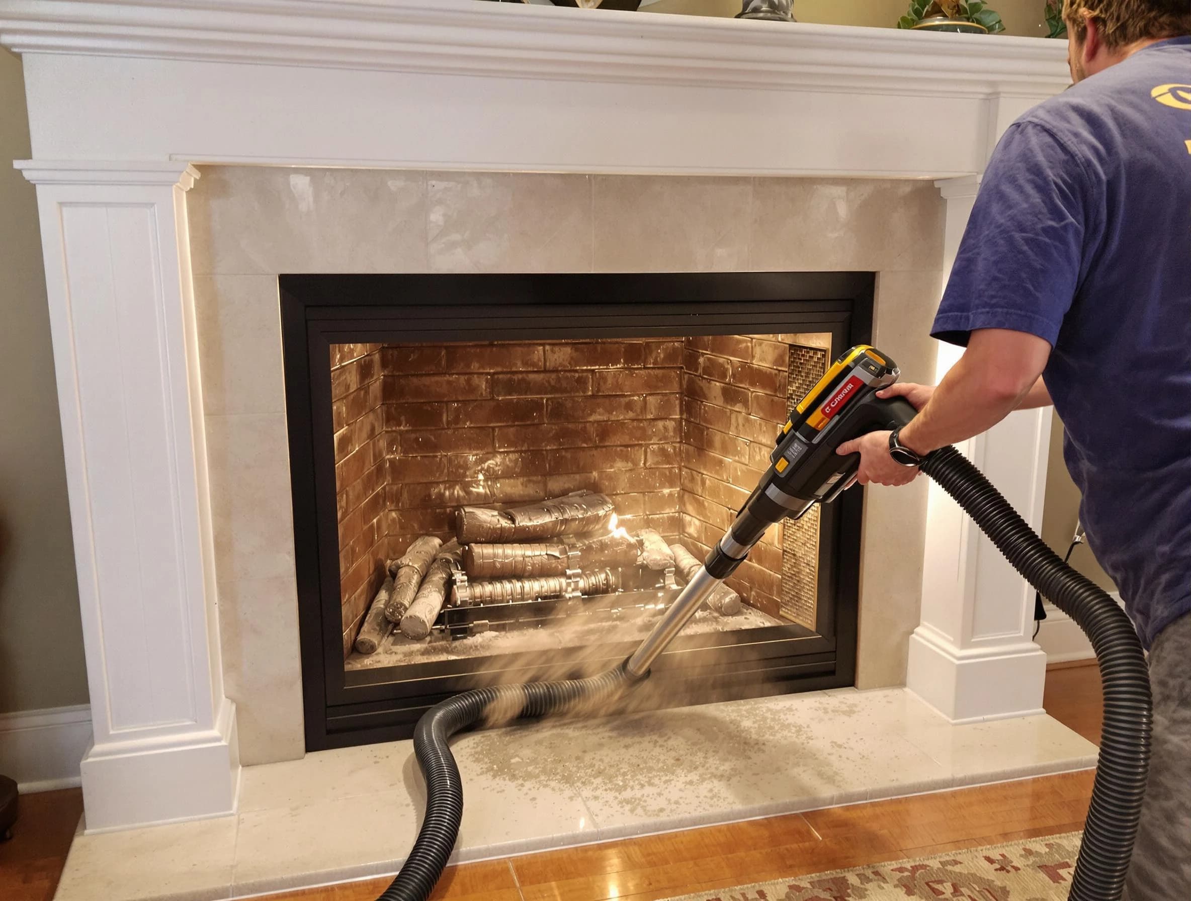 Fireplace cleaning performed by Edmond Chimney Sweep in Edmond, OK
