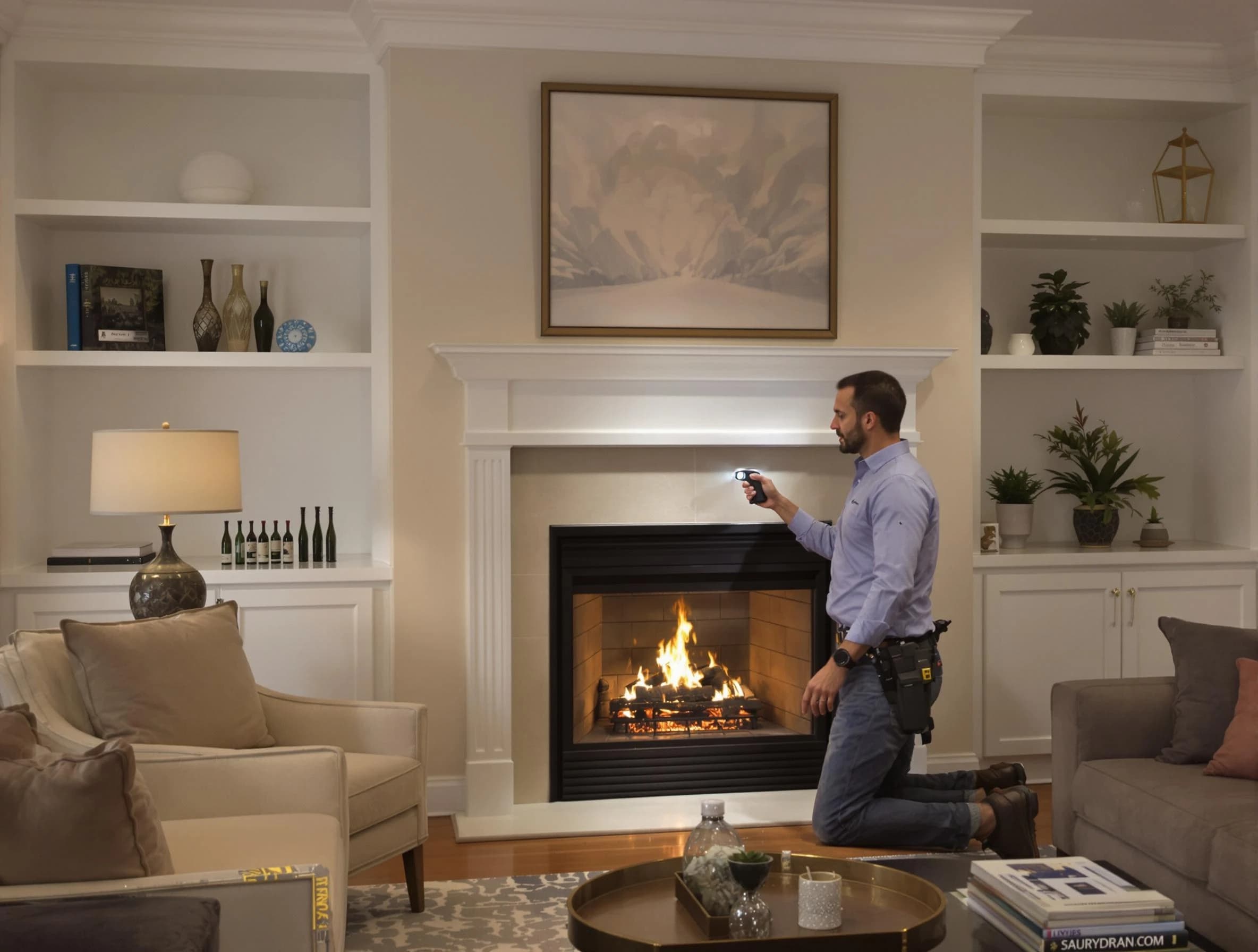 Edmond Chimney Sweep conducting a fireplace safety inspection in Edmond, OK