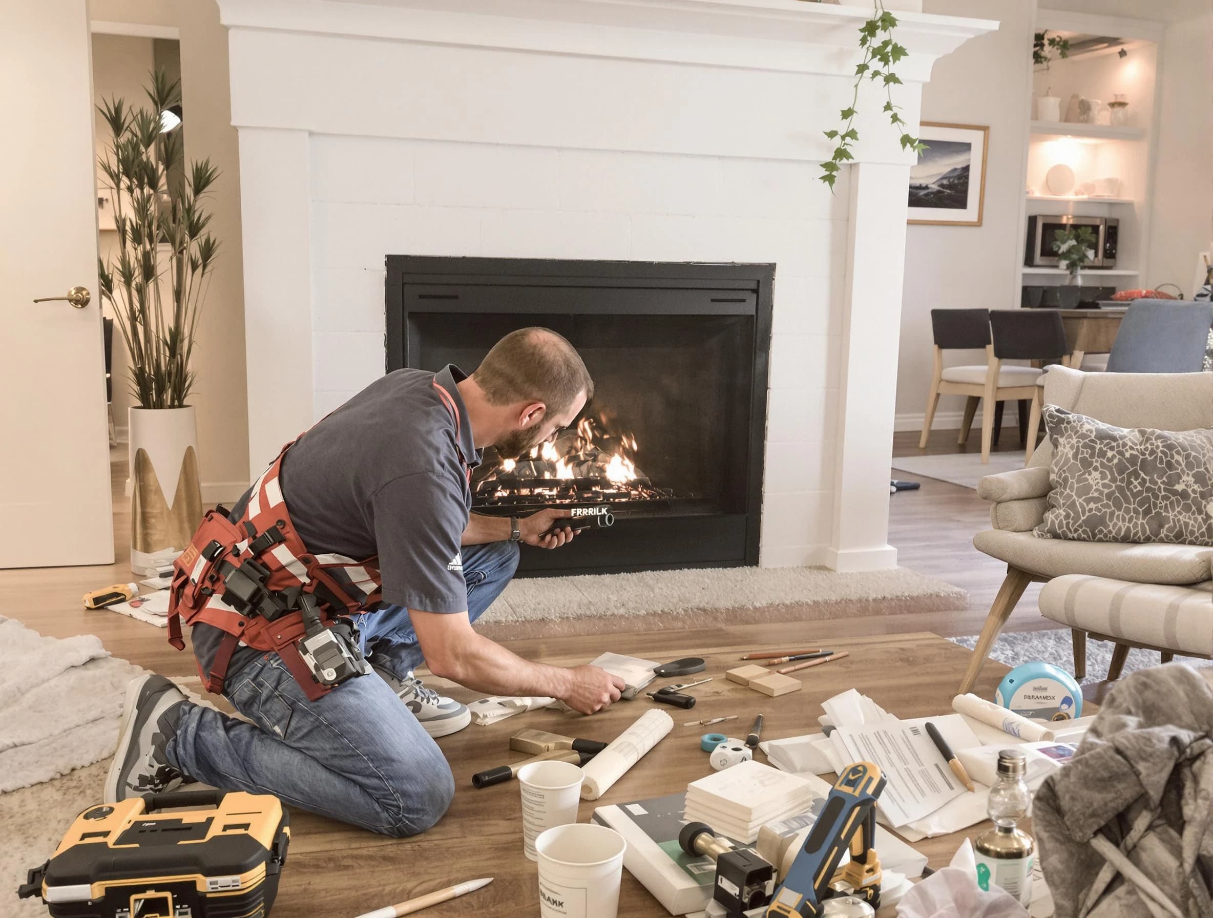 Edmond Chimney Sweep performing fireplace repair in Edmond, OK