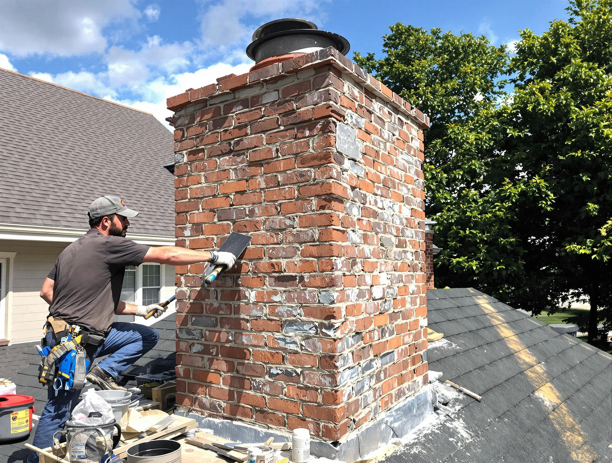 Completed chimney rebuild by Edmond Chimney Sweep in Edmond, OK