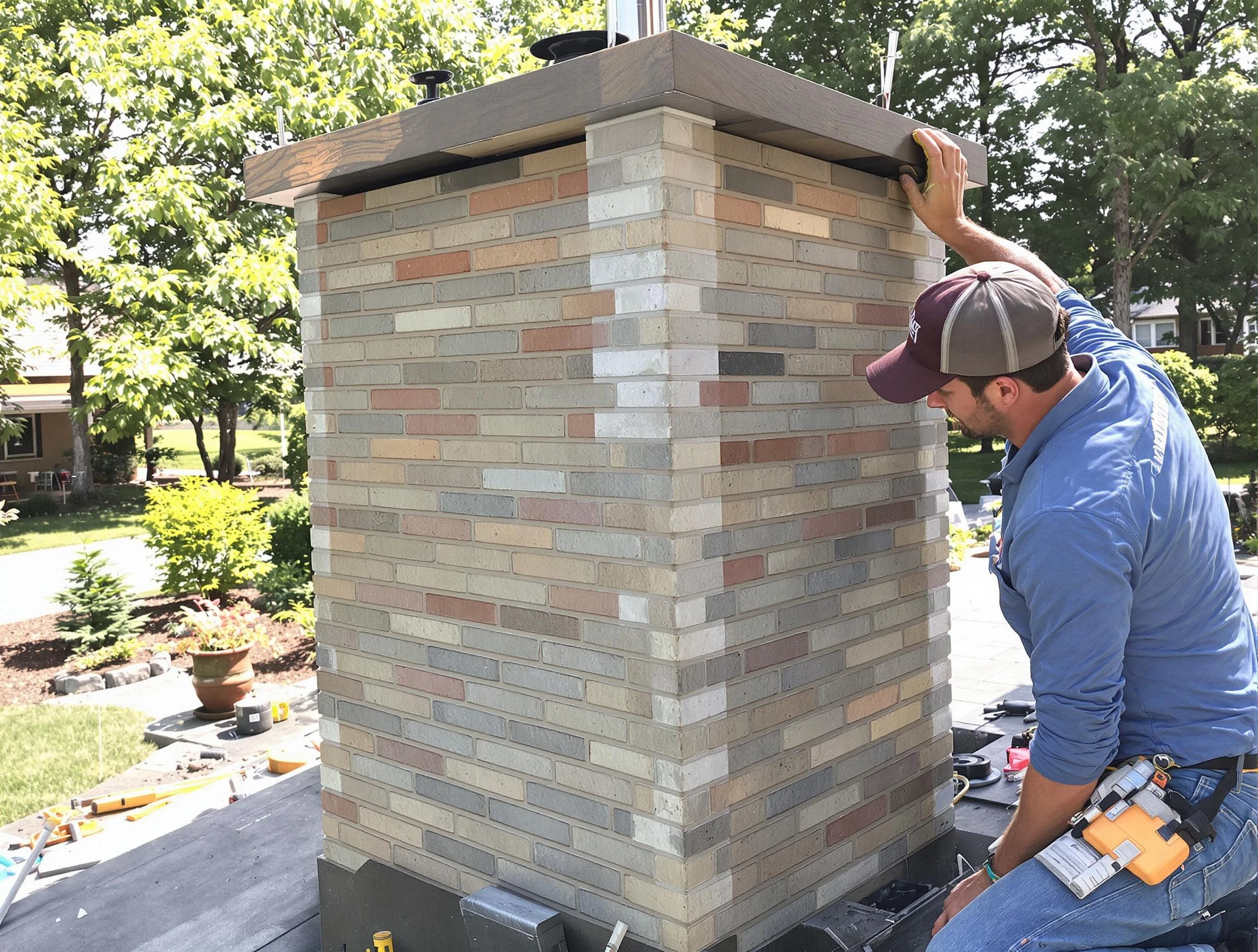 Edmond Chimney Sweep completing a modern chimney remodel in Edmond, OK