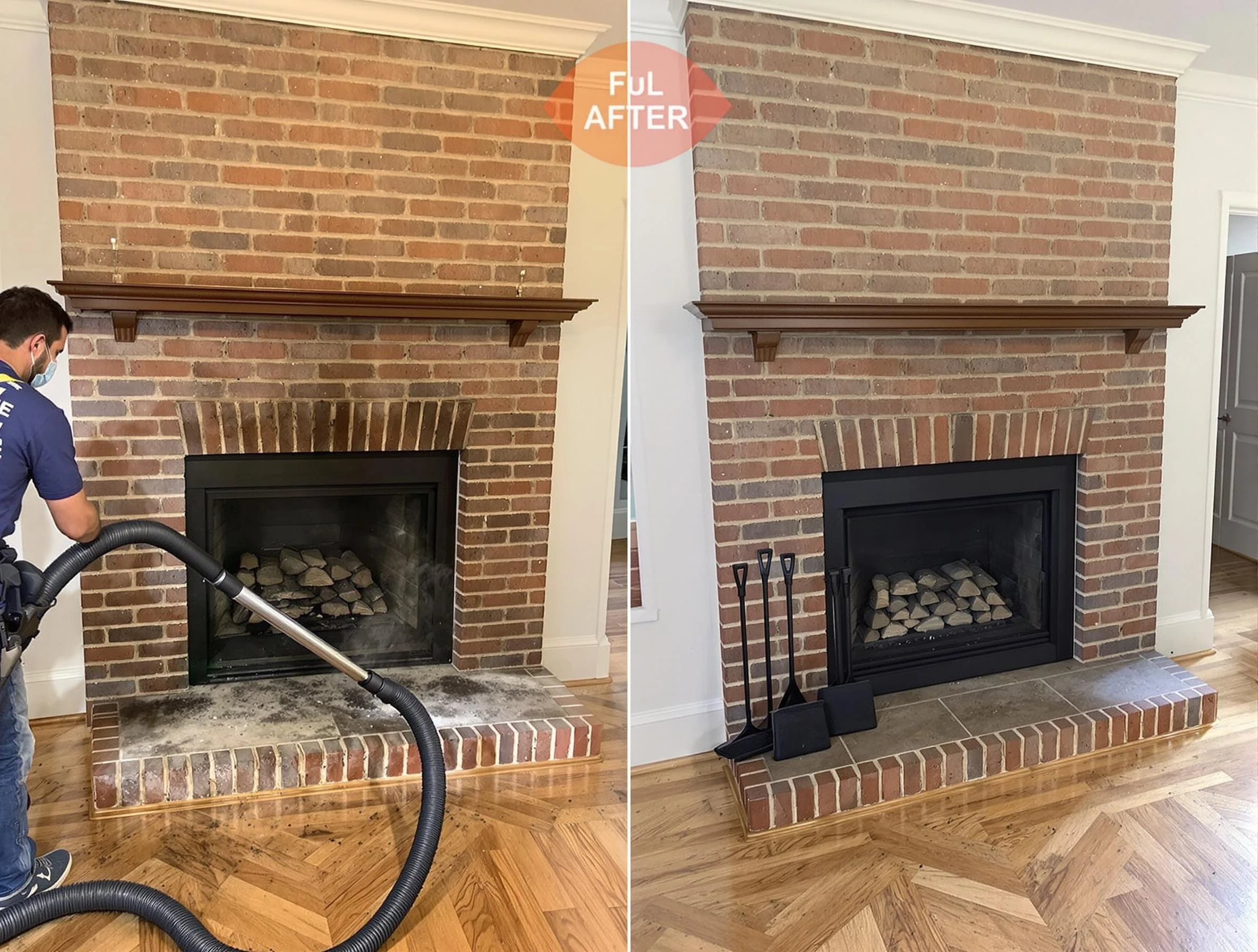 Edmond Chimney Sweep carefully sanitizing a fireplace in Edmond, OK