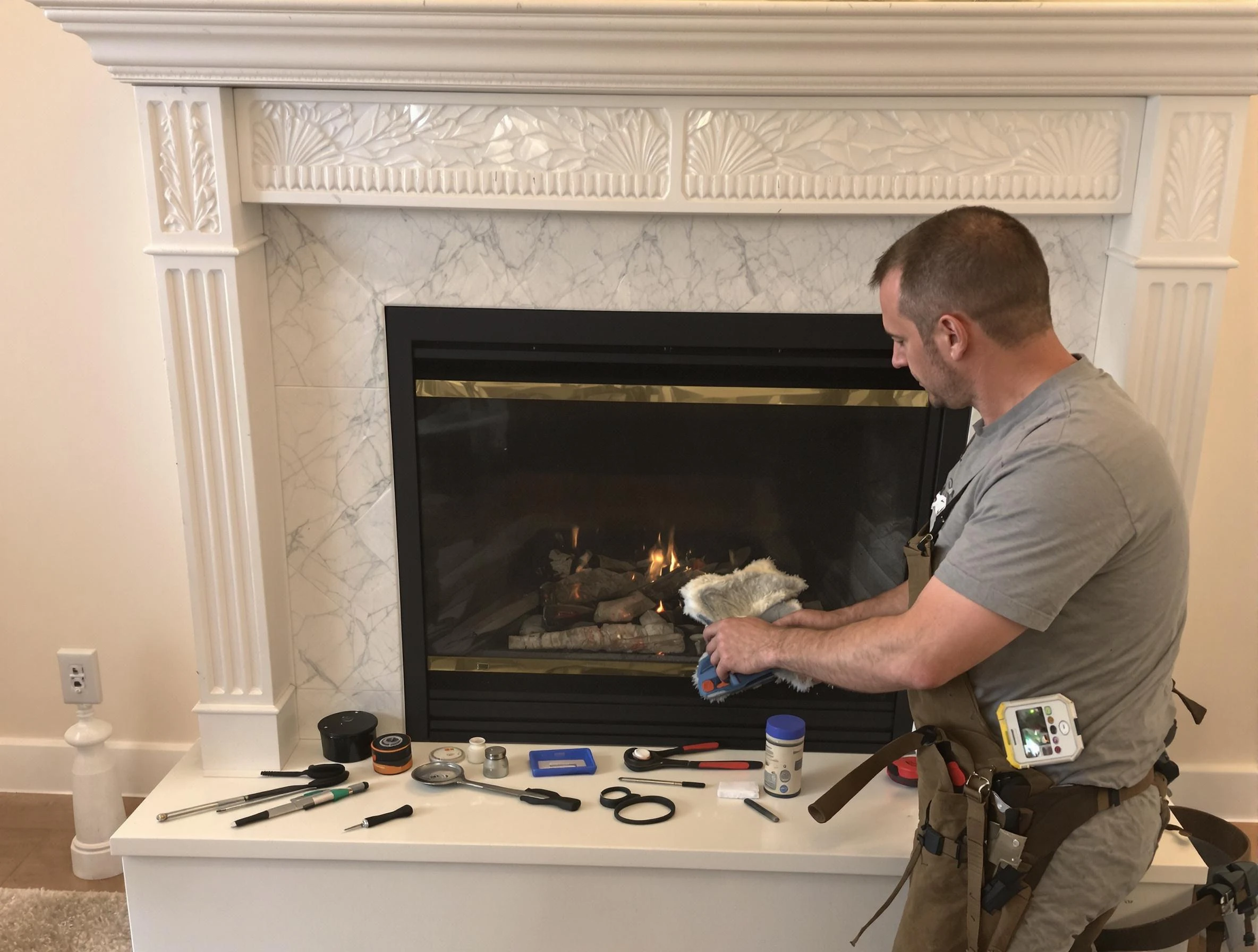 Edmond Chimney Sweep performing fireplace maintenance in Edmond, OK
